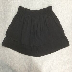 LOFT by Ann Taylor Mini Skirt Small Tiered Ruffle Black Elastic Waist NEW